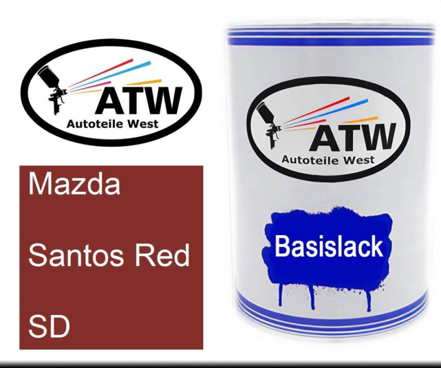 Mazda, Santos Red, SD: 500ml Lackdose, von ATW Autoteile West.